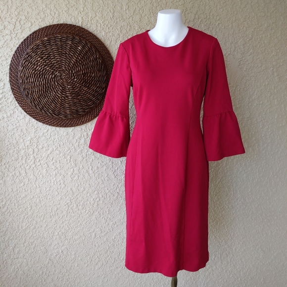 J.Mclaughlin red bell sleeve key hole back sz m - Picture 6 of 8